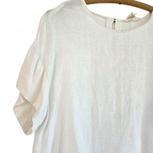 Reistor Womens White Hemp Blouse 2XL Round Neck Cap Sleeve - Picture 5 of 12